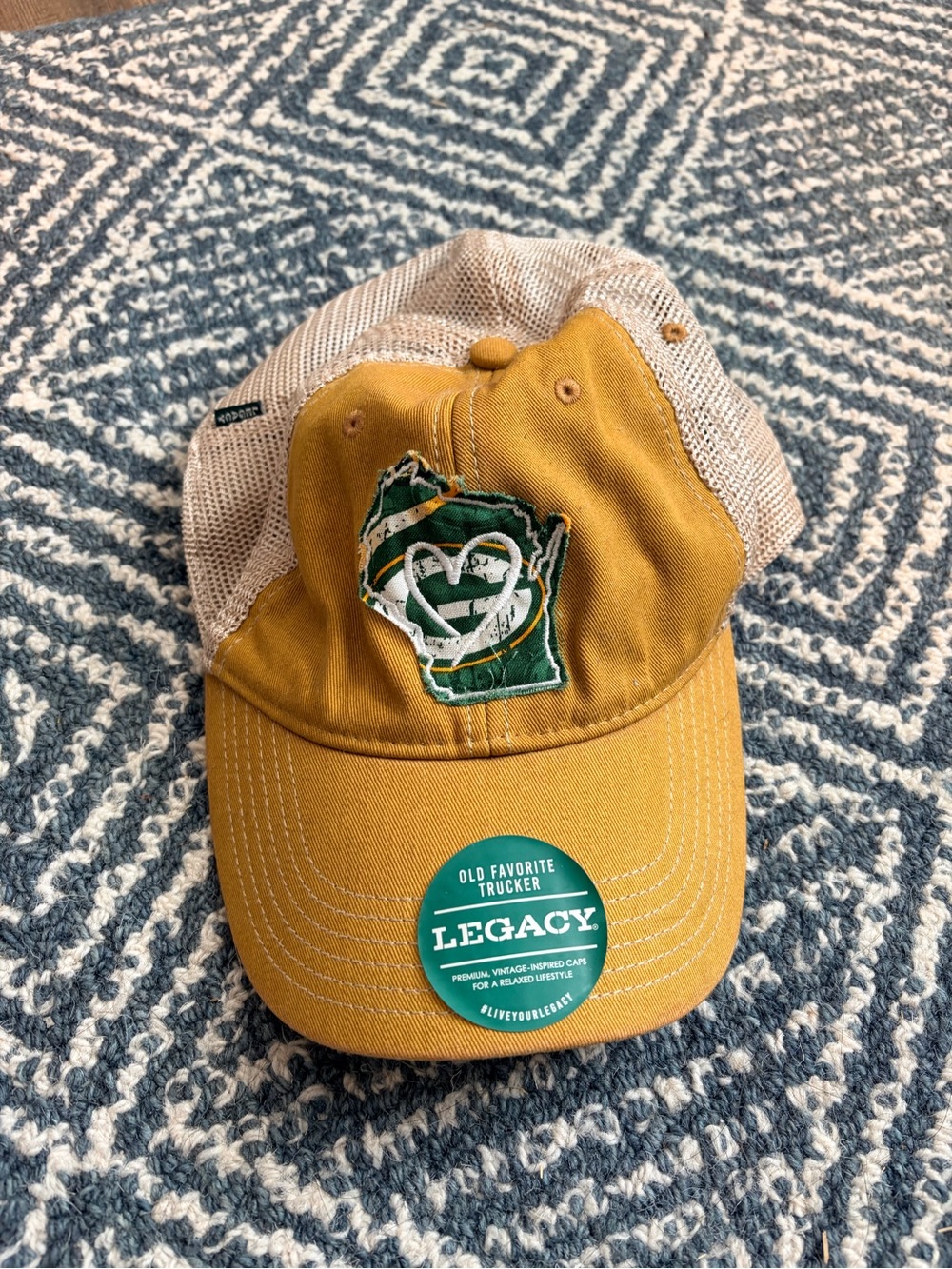 Legacy Mustard Yellow Trucker Hat with Green Bay Packers & Wisconsin Patch